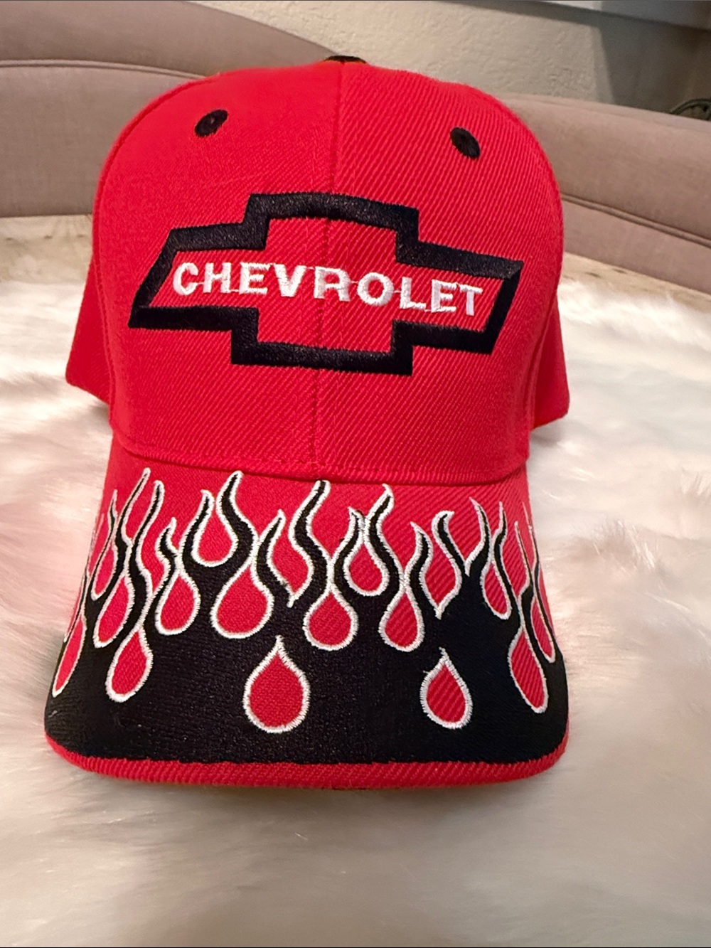 Players Chevrolet Red Flame Logo Baseball Cap